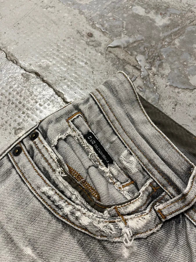 2000s Dolce & Gabbana Grey Ripped Denim Jeans OmaoQwt 6