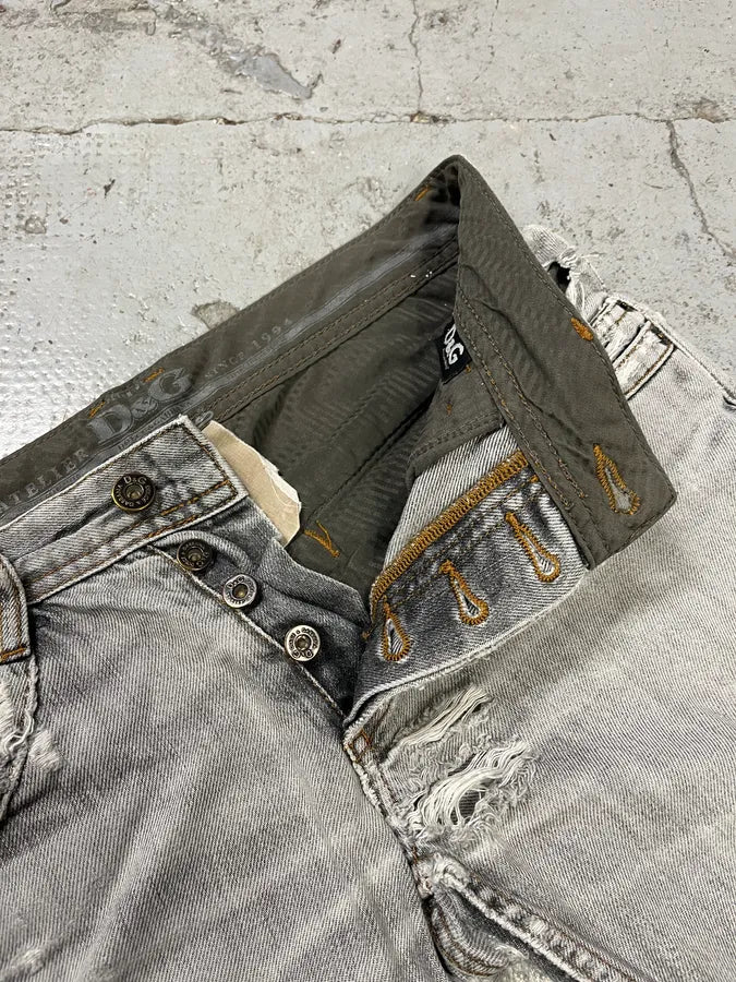 2000s Dolce & Gabbana Grey Ripped Denim Jeans OmaoQwt 9