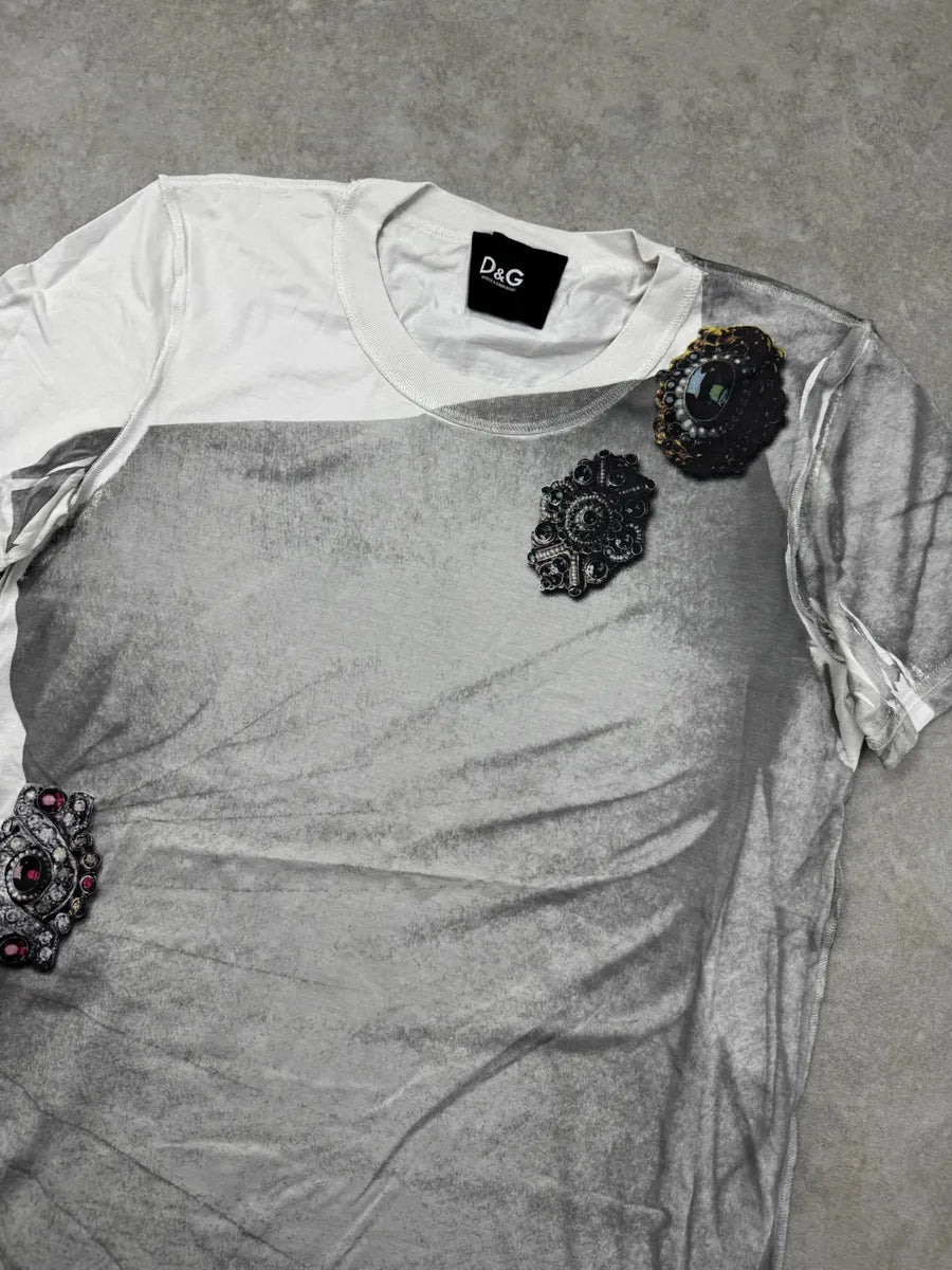 2000s Dolce & Gabbana Grey & White Roman Oligarchy T-Shirt dNPdeWl 3
