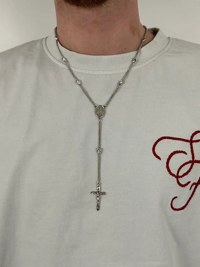 2000s Dolce & Gabbana Grey Rosary Cross Necklace cXvyNqY 1
