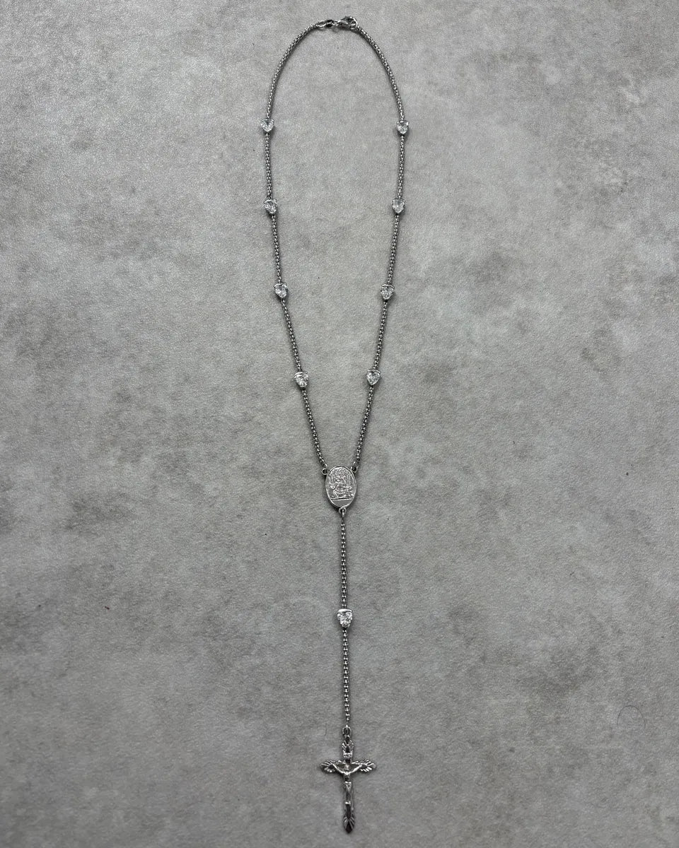 2000s Dolce & Gabbana Grey Rosary Cross Necklace cXvyNqY 0