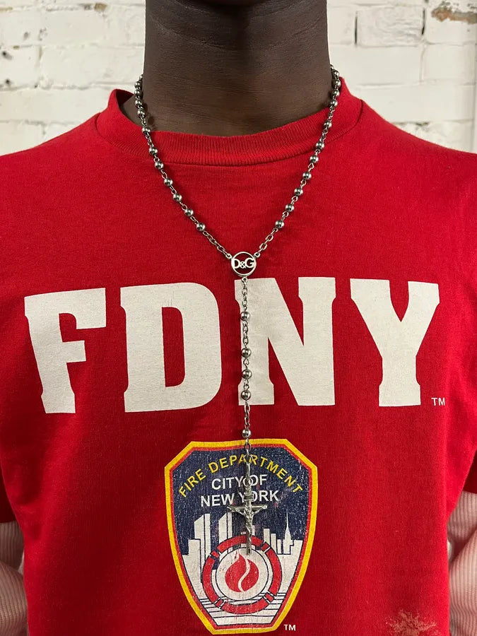 2000s Dolce & Gabbana Grey Rosary Cross Necklace QFULNBX 1