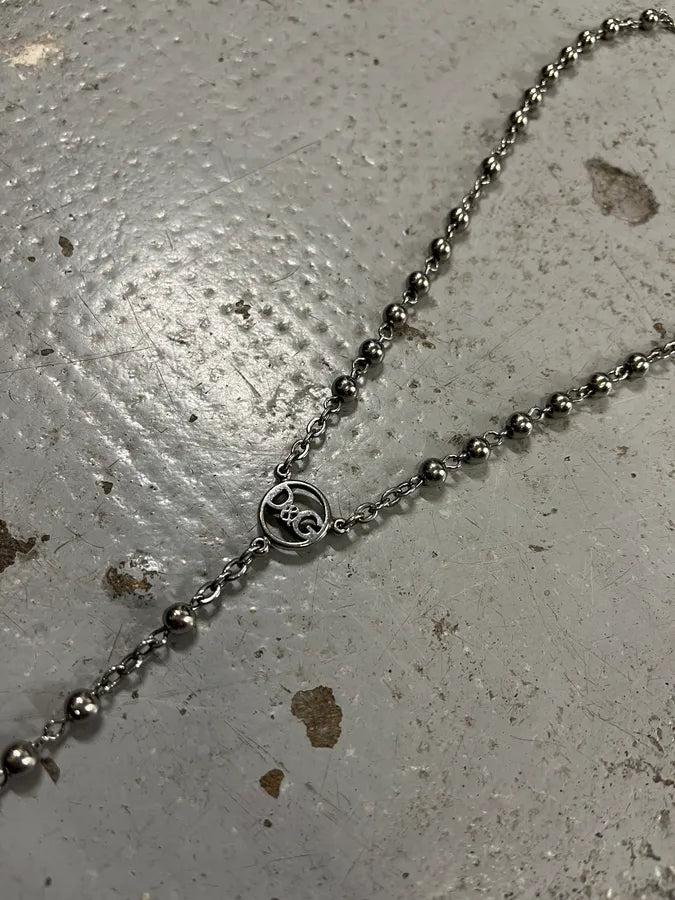 2000s Dolce & Gabbana Grey Rosary Cross Necklace QFULNBX 3
