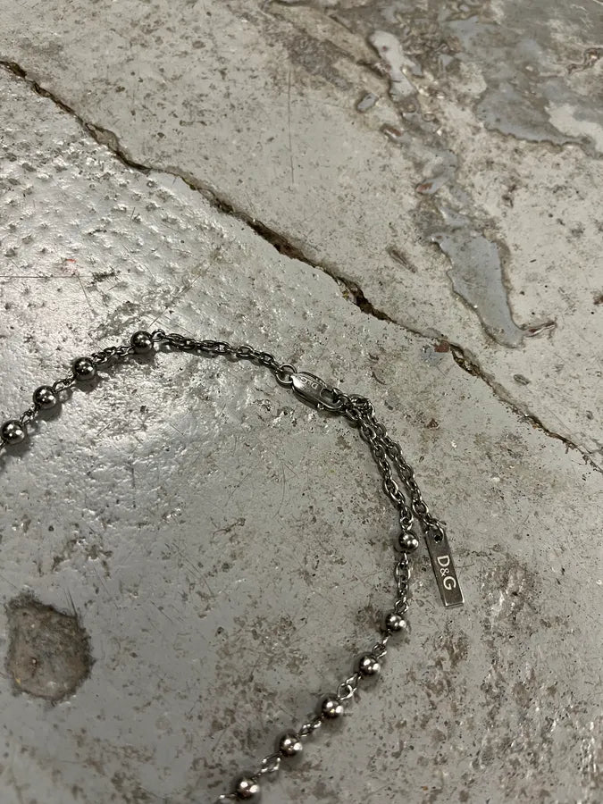 2000s Dolce & Gabbana Grey Rosary Cross Necklace QFULNBX 4