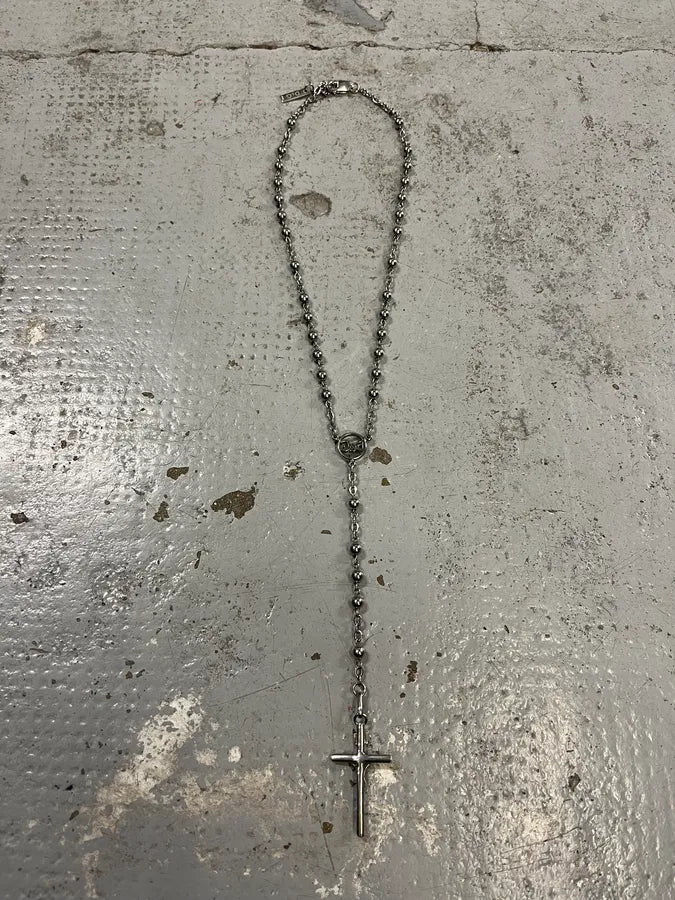 2000s Dolce & Gabbana Grey Rosary Cross Necklace QFULNBX 6