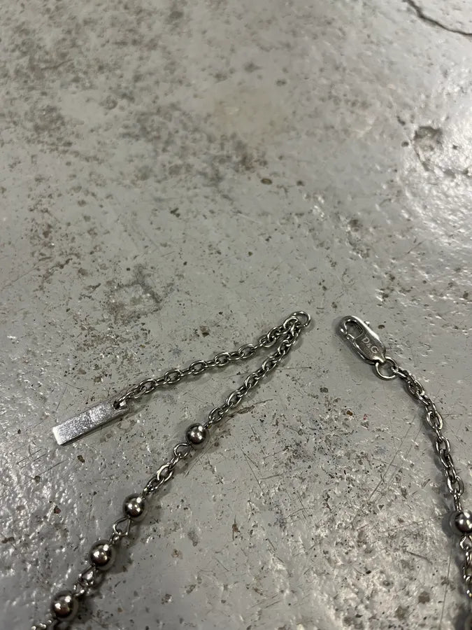 2000s Dolce & Gabbana Grey Rosary Cross Necklace QFULNBX 7