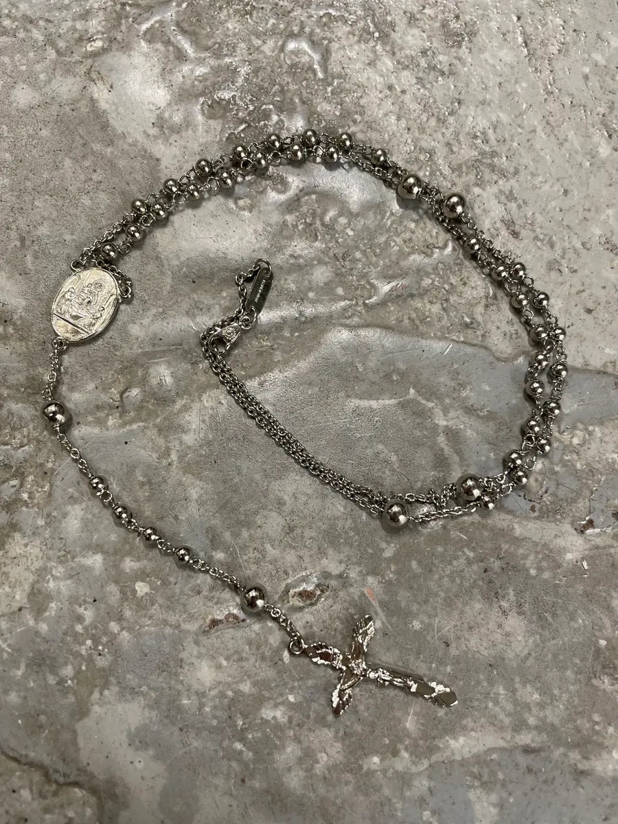 2000s Dolce & Gabbana Grey Rosary Necklace (OS) 2