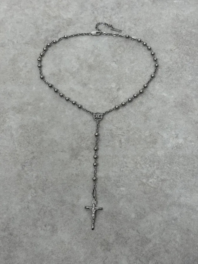 2000s Dolce & Gabbana Grey Rosary Necklace wFteREV 0