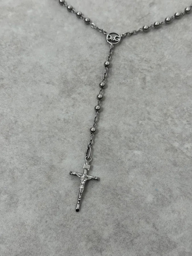 2000s Dolce & Gabbana Grey Rosary Necklace wFteREV 2