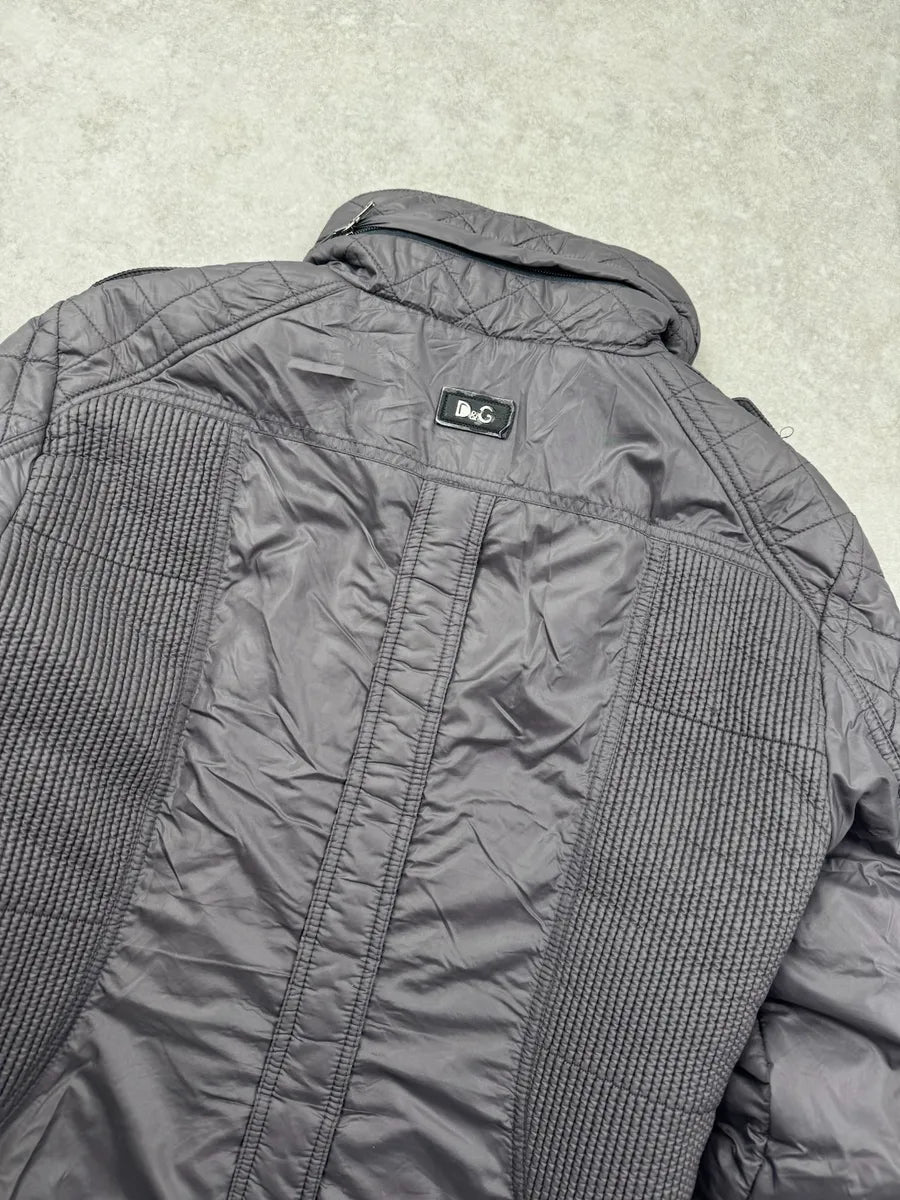 AW2009 Dolce & Gabbana Grey Shearling Detachable Collar Quilted Astro Jacket KQbeuzR 8