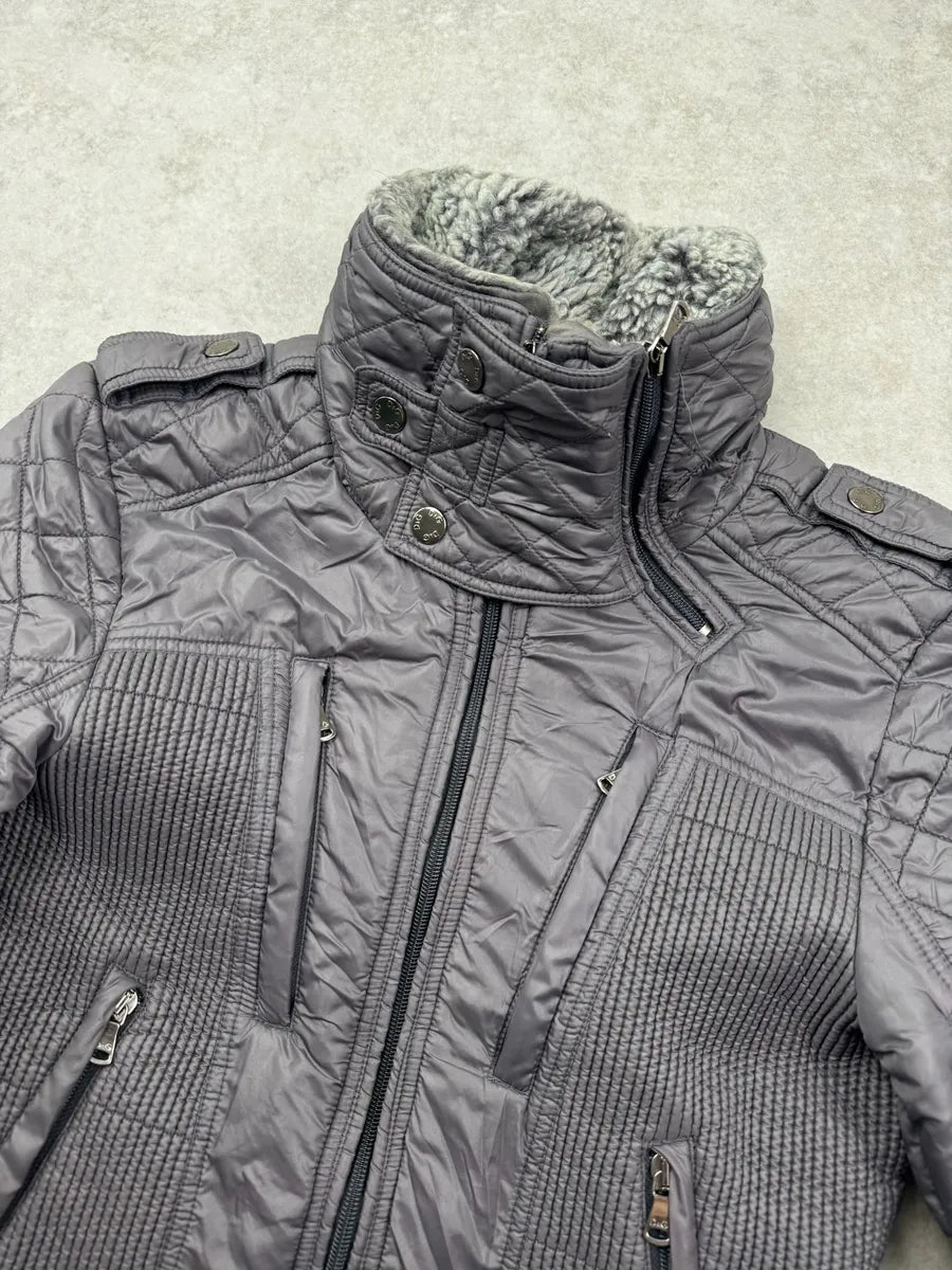 AW2009 Dolce & Gabbana Grey Shearling Detachable Collar Quilted Astro Jacket KQbeuzR 6