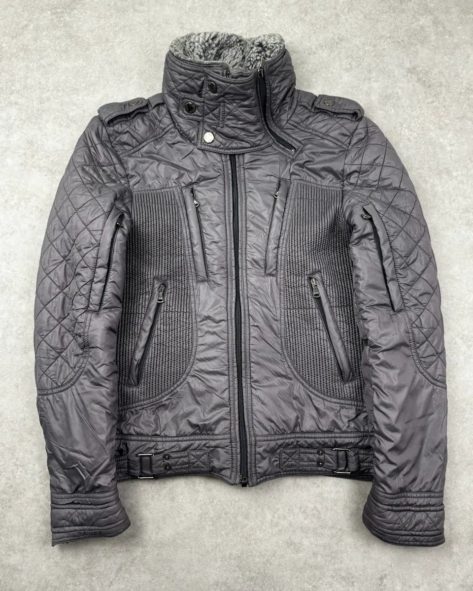 AW2009 Dolce & Gabbana Grey Shearling Detachable Collar Quilted Astro Jacket KQbeuzR 0
