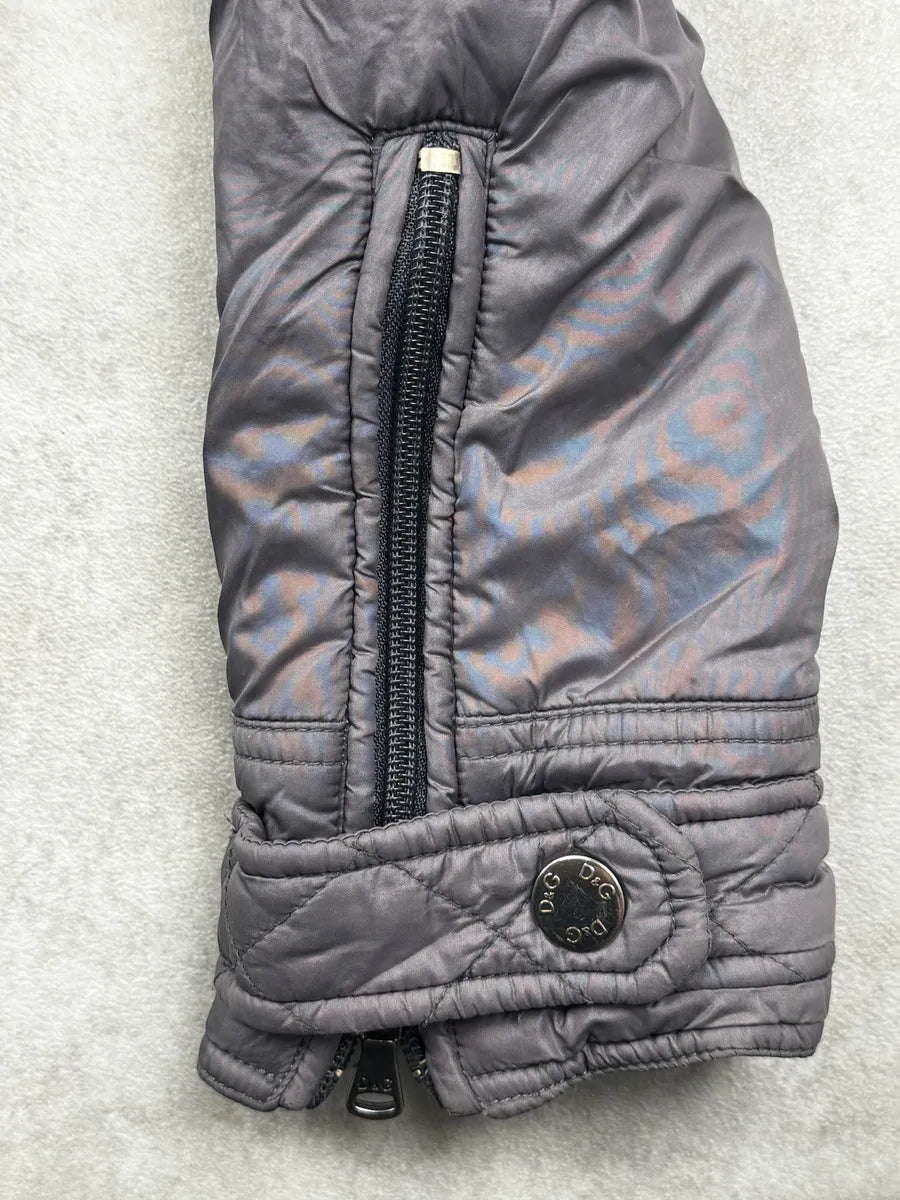 AW2009 Dolce & Gabbana Grey Shearling Detachable Collar Quilted Astro Jacket KQbeuzR 13