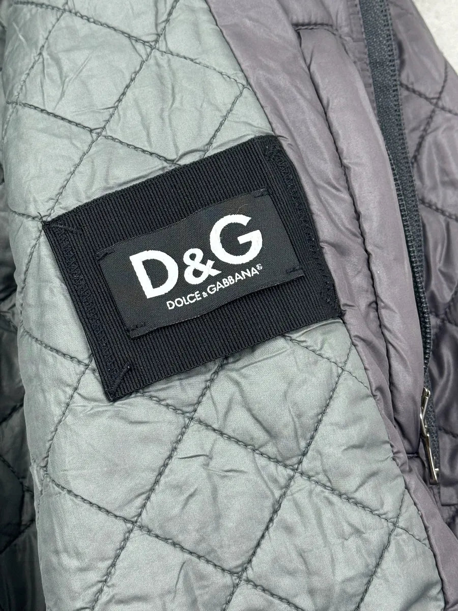 AW2009 Dolce & Gabbana Grey Shearling Detachable Collar Quilted Astro Jacket KQbeuzR 16