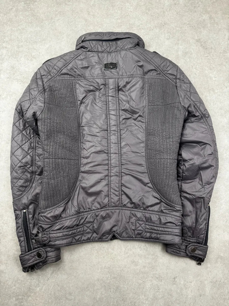 AW2009 Dolce & Gabbana Grey Shearling Detachable Collar Quilted Astro Jacket KQbeuzR 4