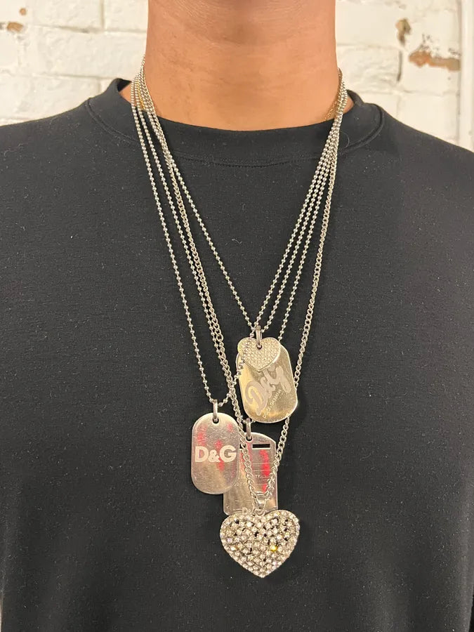 2000s Dolce & Gabbana Grey Signature Invitation Dog Tag Necklace lDOThVV 1