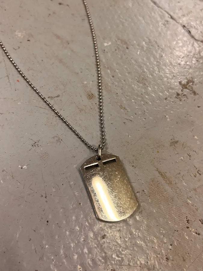 2000s Dolce & Gabbana Grey Signature Invitation Dog Tag Necklace lDOThVV 6