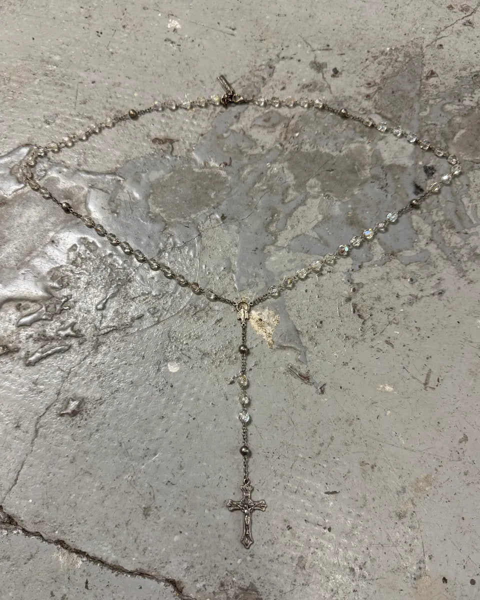 2000s Dolce & Gabbana Grey Silver Rosary Necklace (OS) hlaYYkF 0