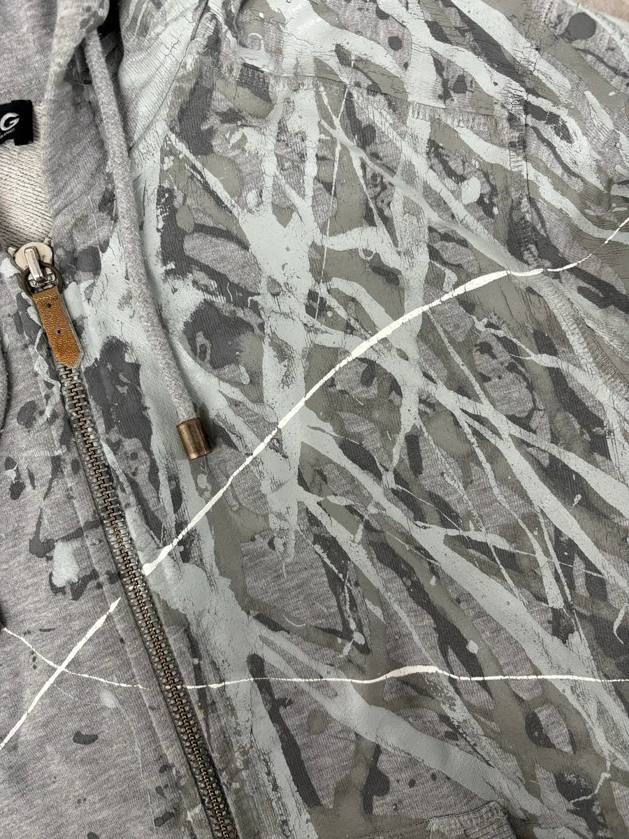 2000s Dolce & Gabbana Grey Splash Painting Zip-up Hoodie xQpmfvu 7