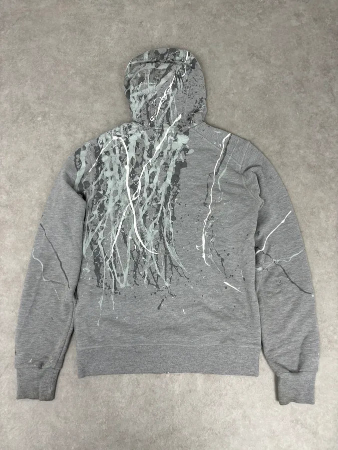 2000s Dolce & Gabbana Grey Splash Painting Zip-up Hoodie xQpmfvu 4