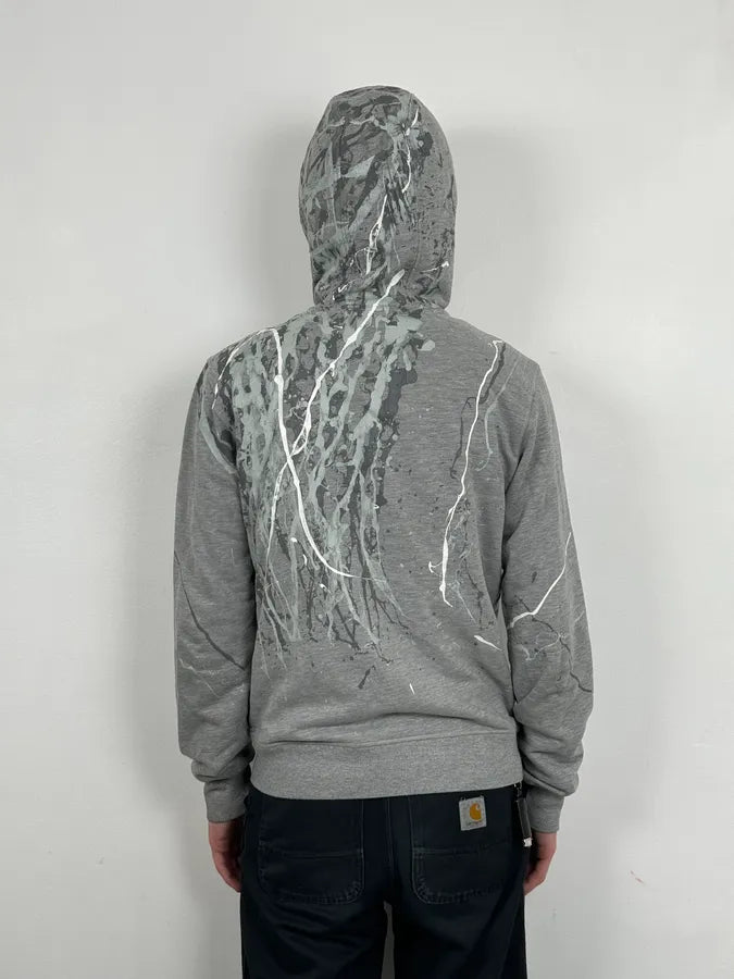 2000s Dolce & Gabbana Grey Splash Painting Zip-up Hoodie xQpmfvu 2