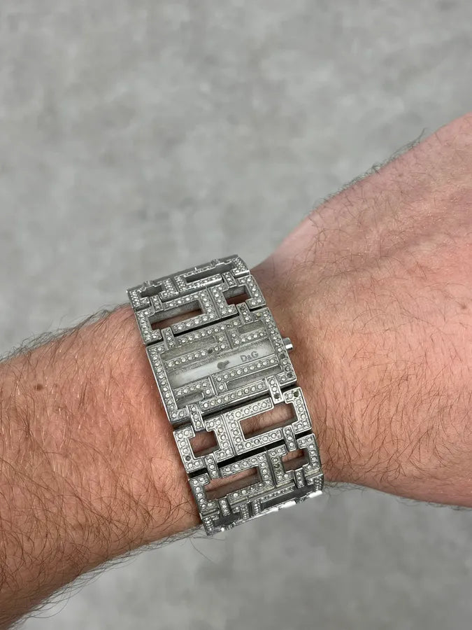 2000s Dolce & Gabbana Grey Strass Abstract Watch QsnYWKT 3
