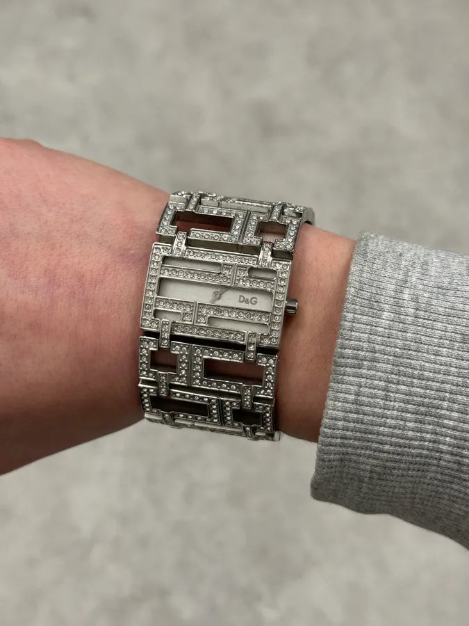 2000s Dolce & Gabbana Grey Strass Abstract Watch ZSILpgX 2