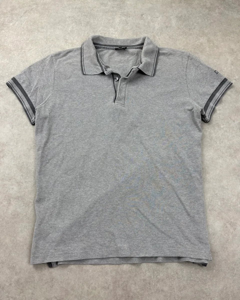 2000s Dolce & Gabbana Grey Striped Classic Polo PLdVlDk 0