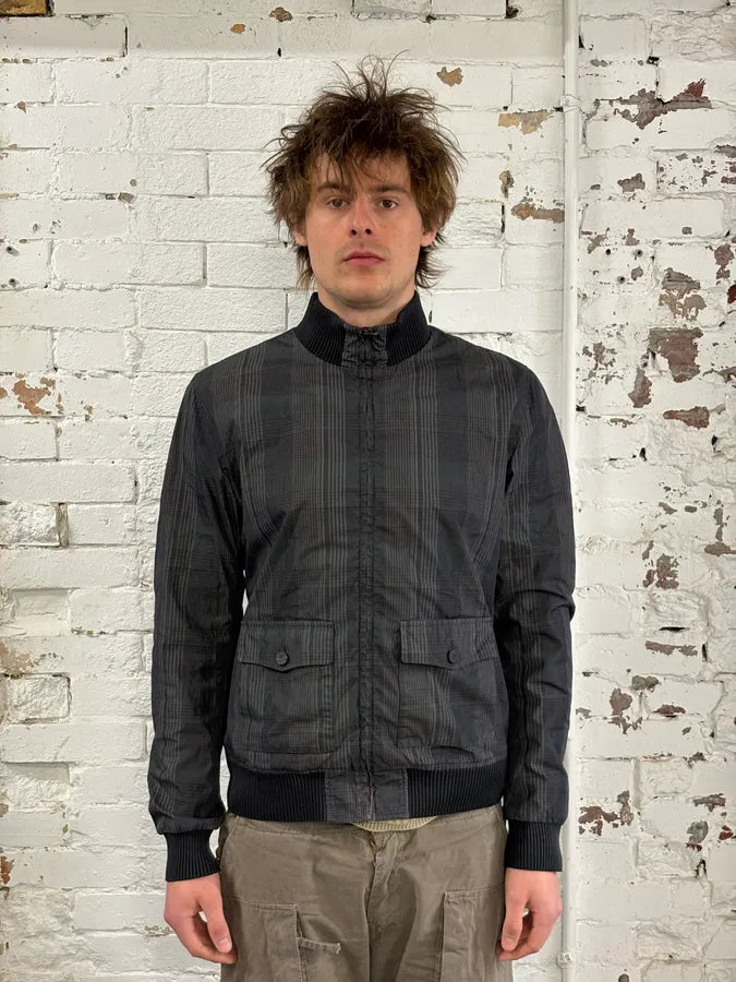 2000s Dolce & Gabbana Grey Checkered Nylon Jacket  xmLrISk 1