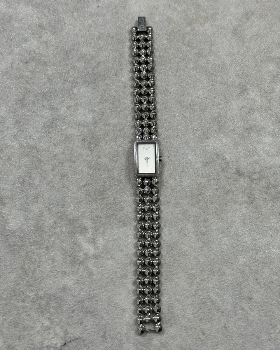 2000s Dolce & Gabbana Grey Studded Avant-Garde Watch TkqgfZa 0
