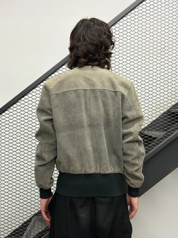 2000s Dolce & Gabbana Grey Suede Leather Jacket EyQPdSd 2