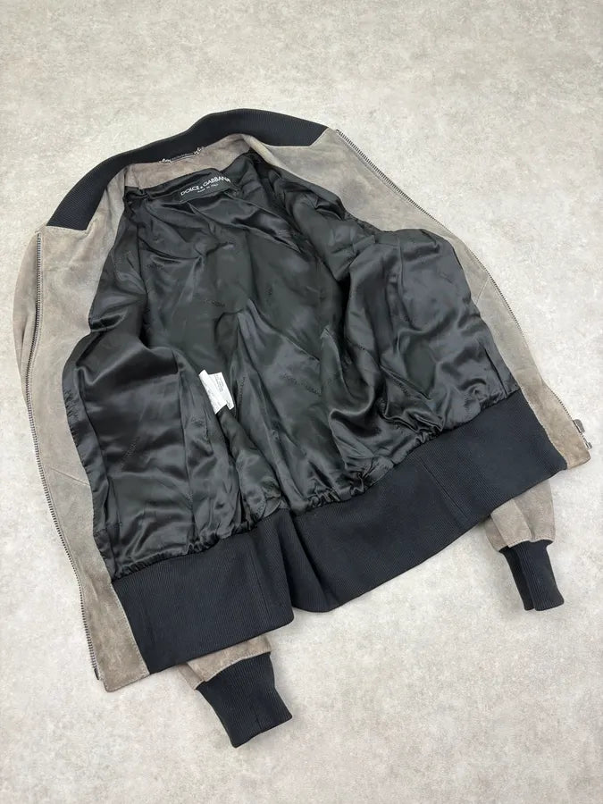 2000s Dolce & Gabbana Grey Suede Leather Jacket EyQPdSd 6