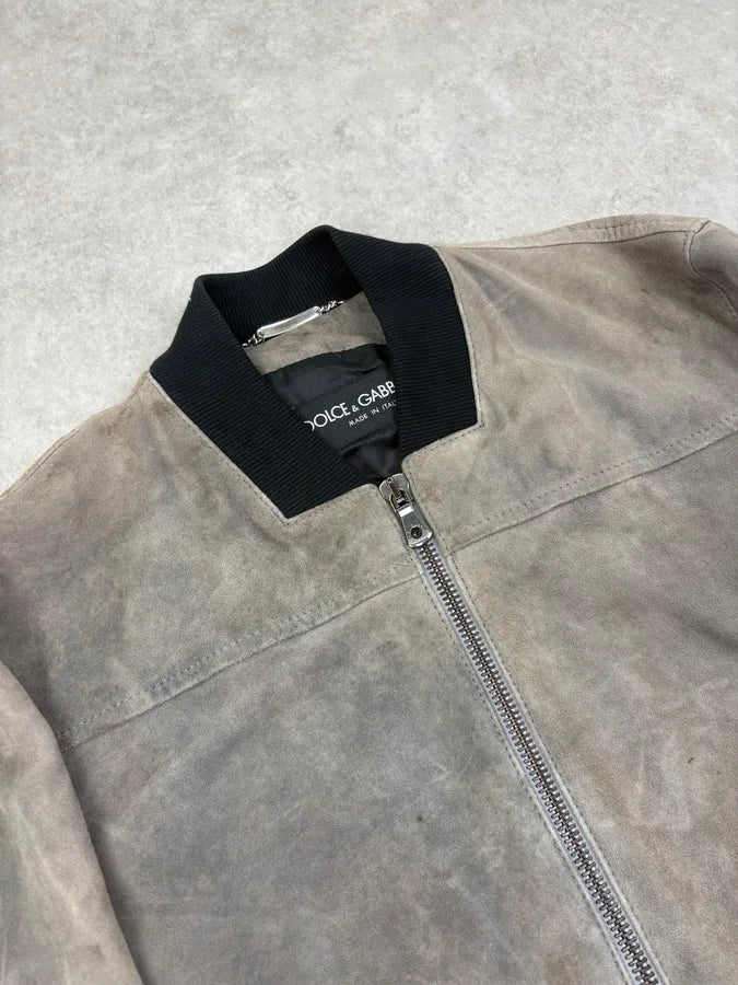 2000s Dolce & Gabbana Grey Suede Leather Jacket EyQPdSd 4