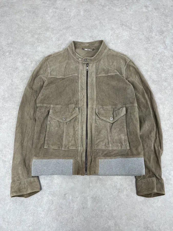 2000s Dolce & Gabbana Grey Suede Leather Jacket iBseqTM 0