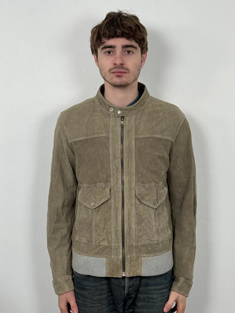 2000s Dolce & Gabbana Grey Suede Leather Jacket iBseqTM 1