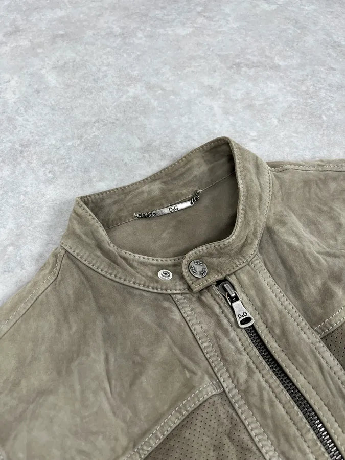 2000s Dolce & Gabbana Grey Suede Leather Jacket iBseqTM 4