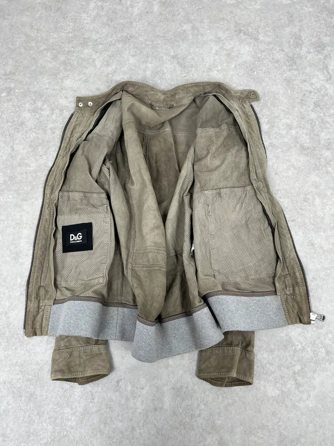 2000s Dolce & Gabbana Grey Suede Leather Jacket iBseqTM 7