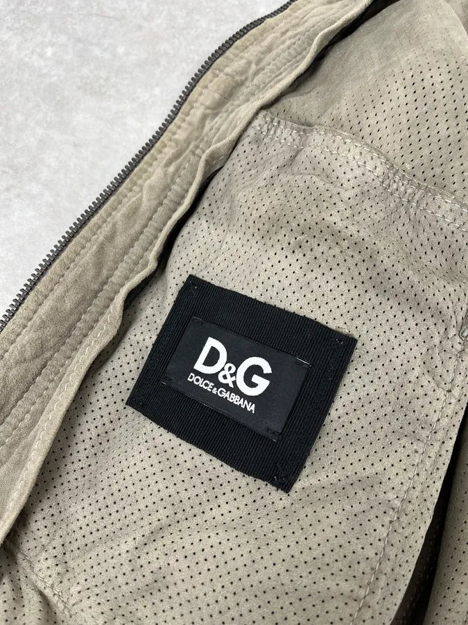 2000s Dolce & Gabbana Grey Suede Leather Jacket iBseqTM 8