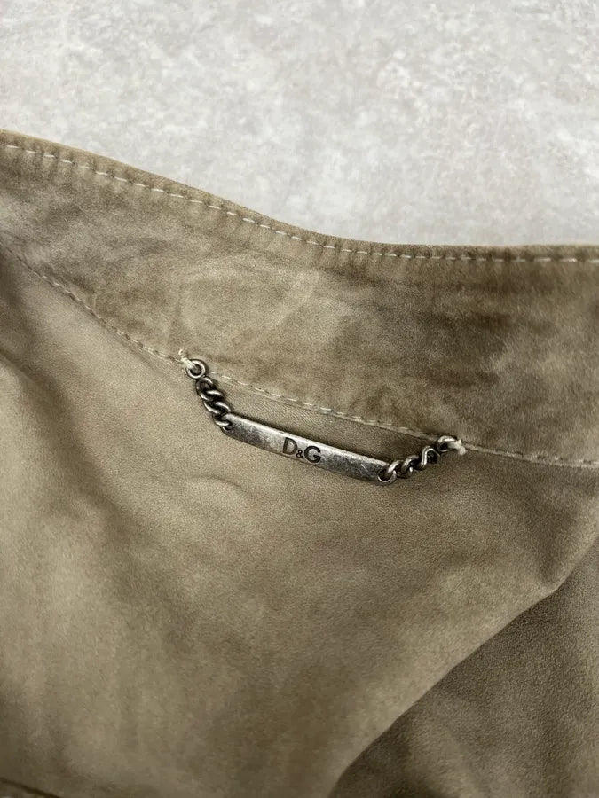 2000s Dolce & Gabbana Grey Suede Leather Jacket iBseqTM 9