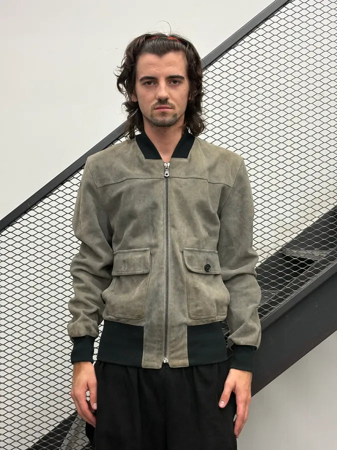 2000s Dolce & Gabbana Grey Suede Leather Jacket EyQPdSd 1