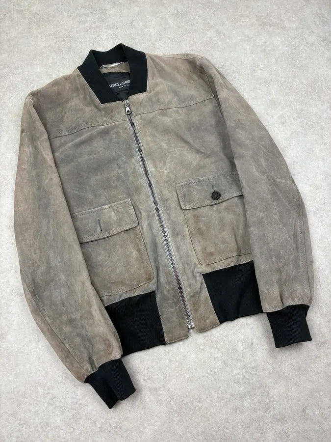 2000s Dolce & Gabbana Grey Suede Leather Jacket EyQPdSd 3