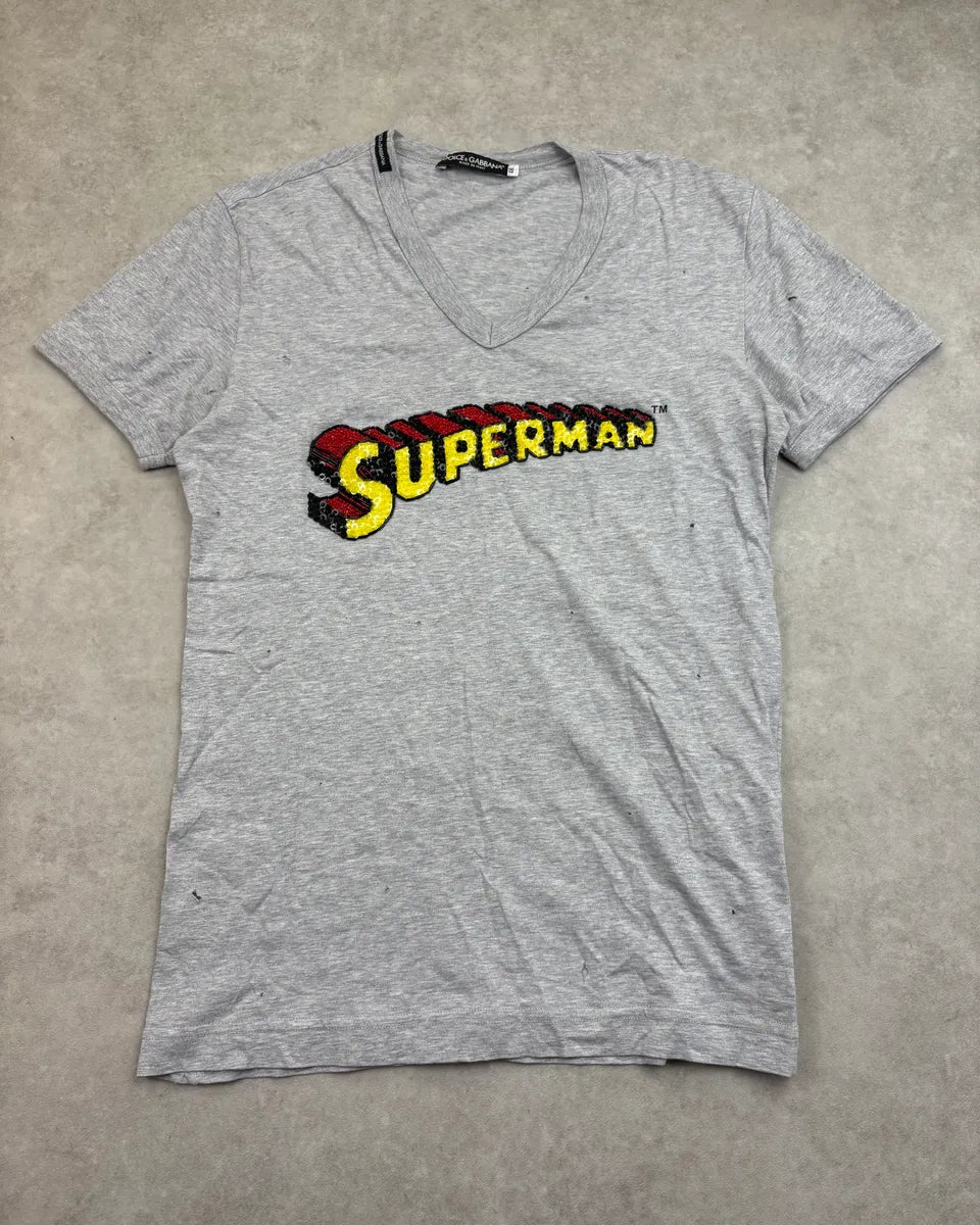 SS2005 Dolce & Gabbana Grey Superman T-Shirt YfYyPdF 0