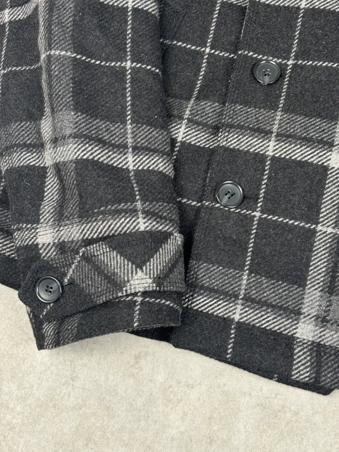 2000s Dolce & Gabbana Grey Tartan Checkered Officer Caban Jacket qmVoiPc 10