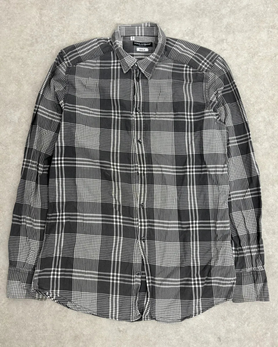 2000s Dolce & Gabbana Grey Tartan Shirt nCUuWtC 0