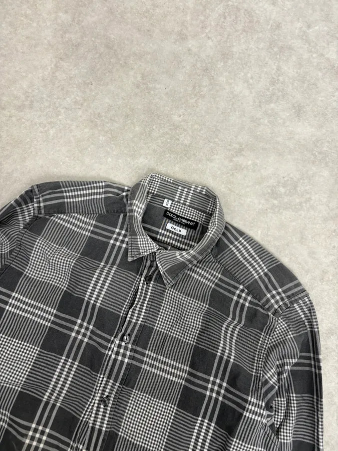 2000s Dolce & Gabbana Grey Tartan Shirt nCUuWtC 3