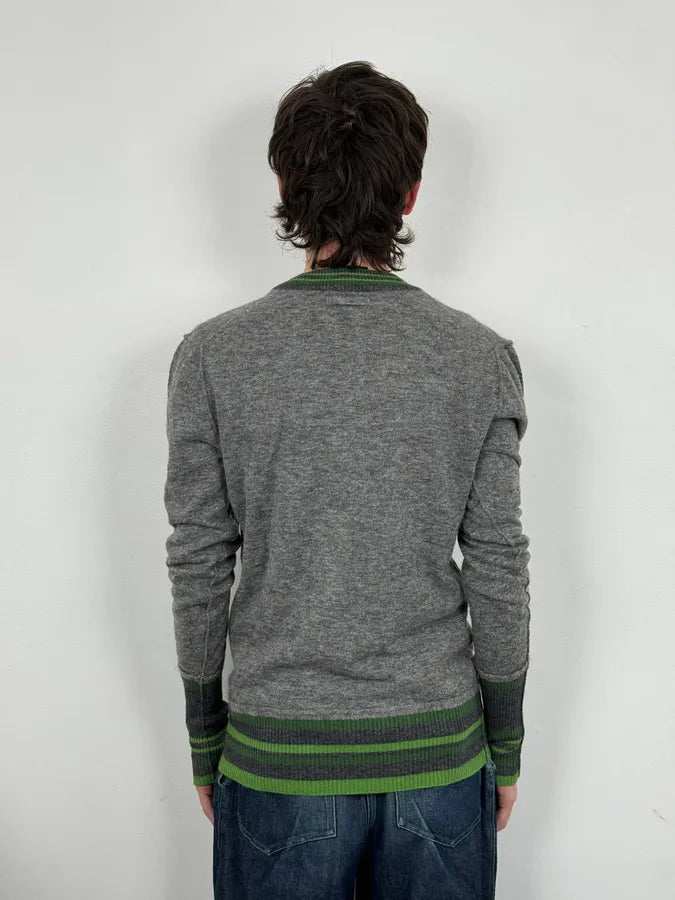 2000s Dolce & Gabbana Grey V Neck & Green Sweater isNPopC 1
