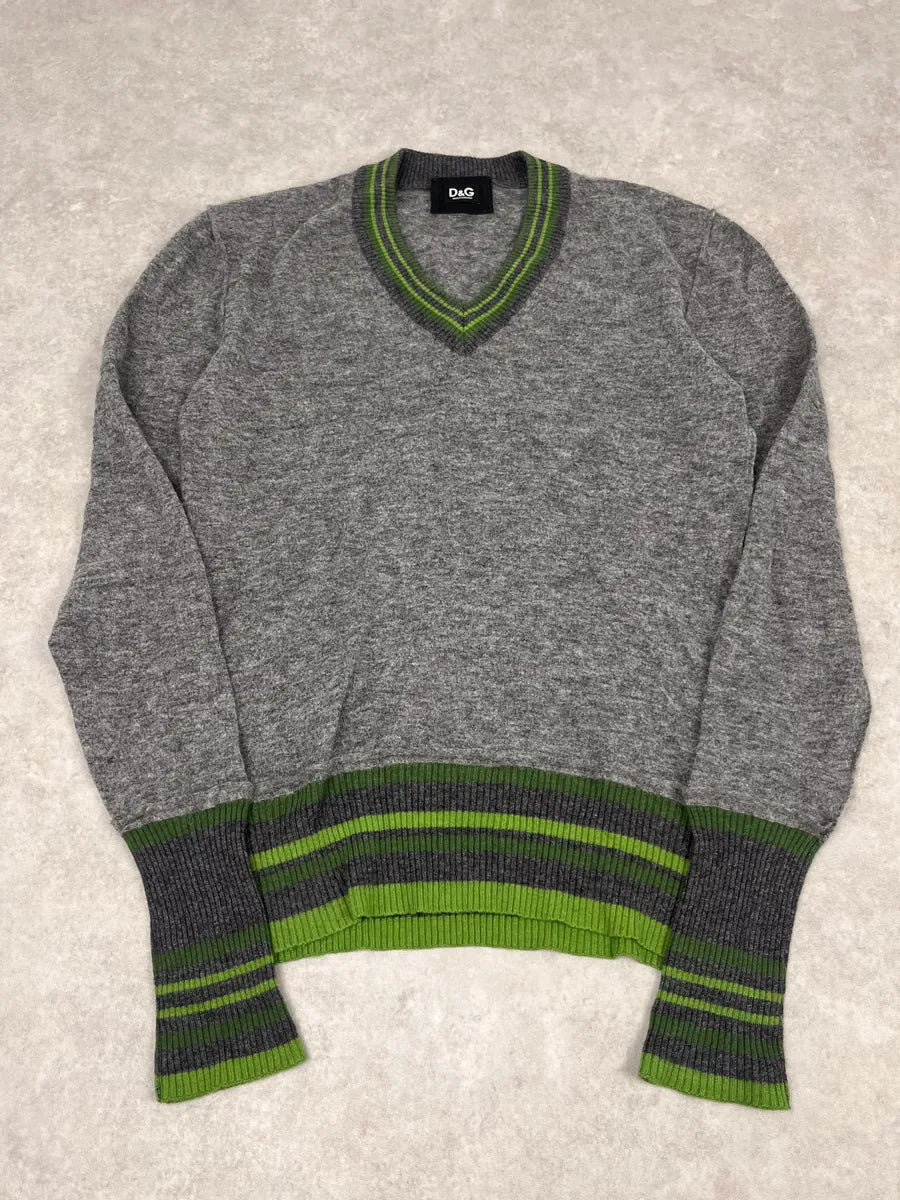 2000s Dolce & Gabbana Grey V Neck & Green Sweater isNPopC 3