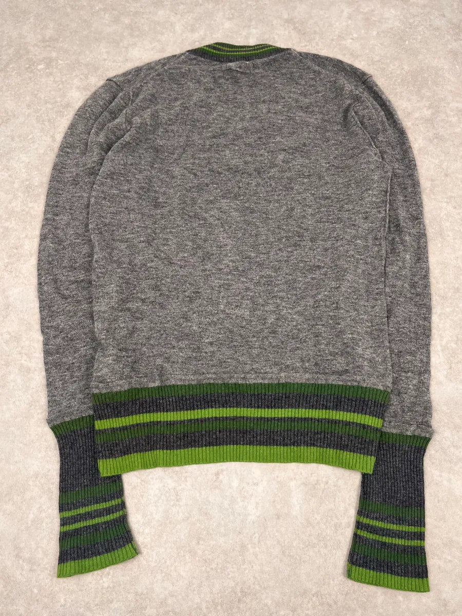 2000s Dolce & Gabbana Grey V Neck & Green Sweater isNPopC 6