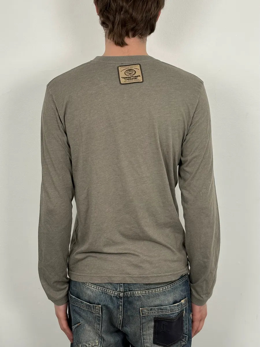 2000s Dolce & Gabbana Grey V-Neck Deluxe Longsleeve T-Shirt unPeTAF 2