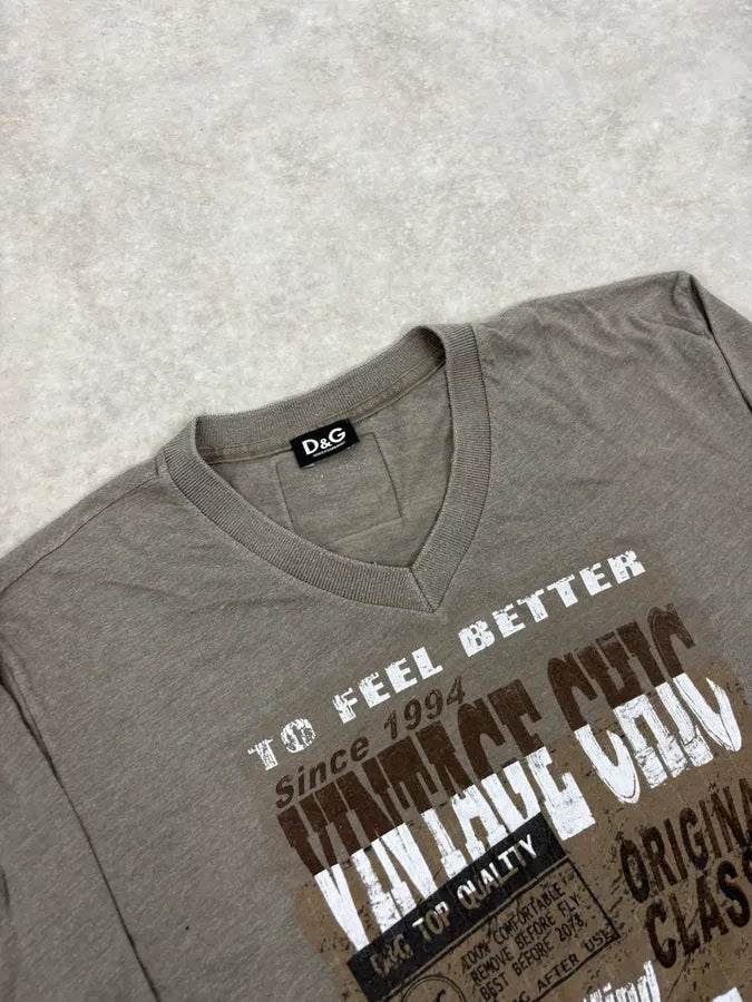2000s Dolce & Gabbana Grey V-Neck Deluxe Longsleeve T-Shirt unPeTAF 4